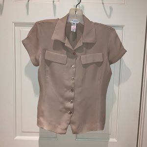 Petite neutral silk blouse. Jones New York.